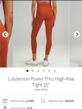 NWOT lululemon athletica Power Thru High-Rise Tight 25" - Aztec Brick